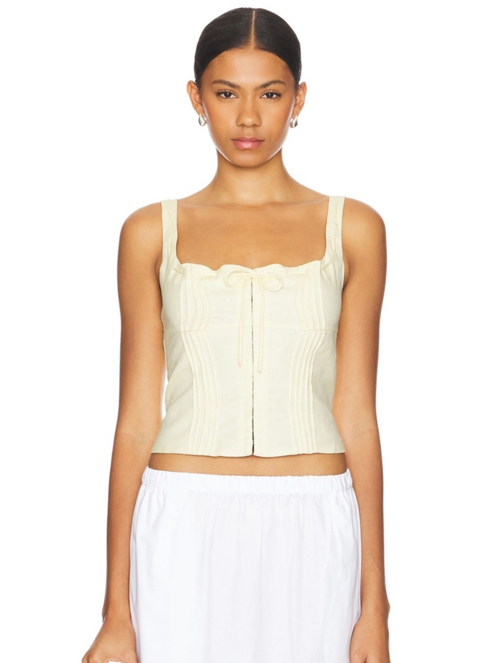 Astr Pale Yellow Corset Crop Top